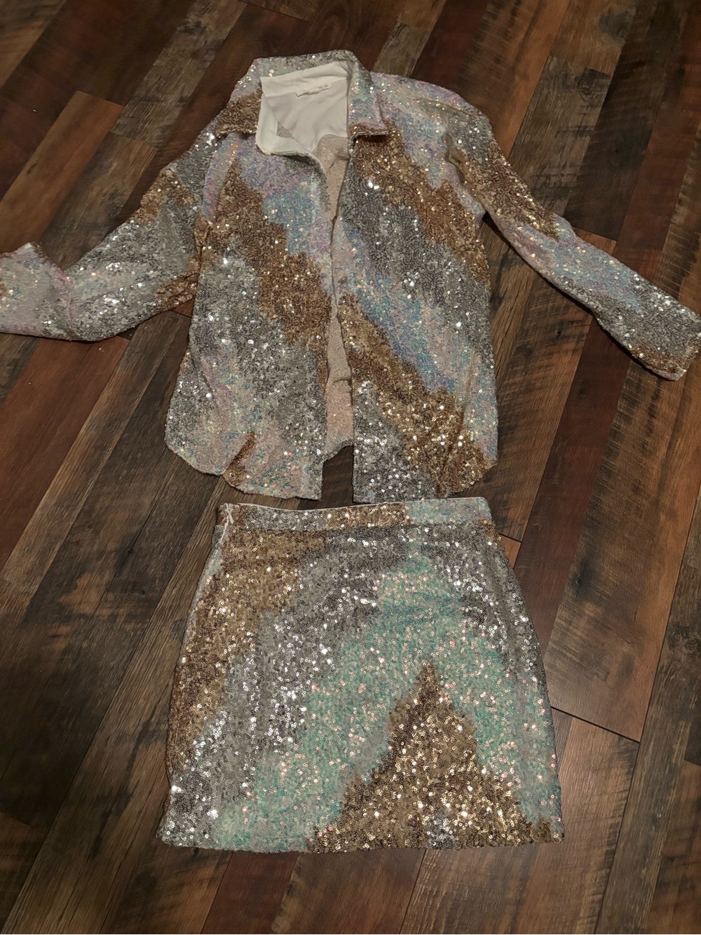 12th Tribe Sequin Multi-Color Shimmer Top & Skirt Set - Picture 2 of 5